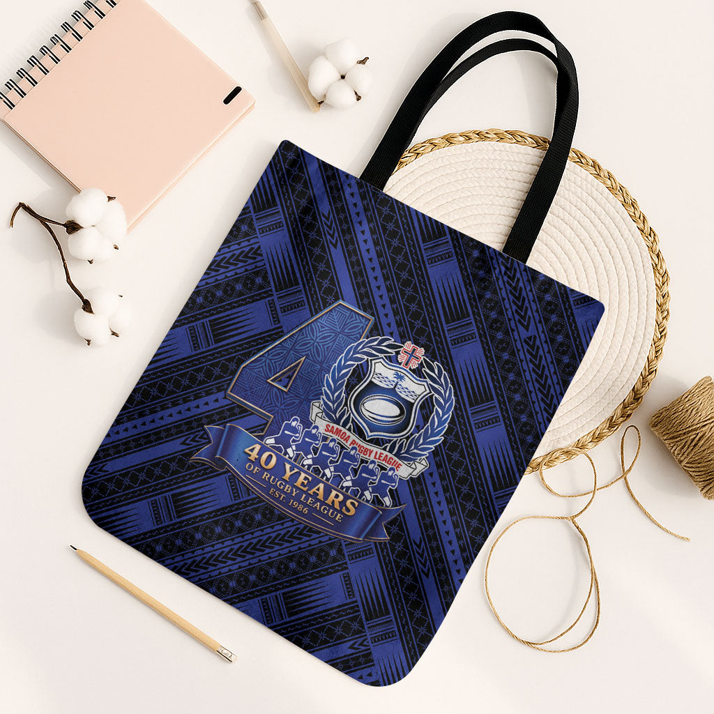 Toa Samoa 40th Anniversary Tote Bag Royal Blue Tribal LT9 Black Strap One Size Blue - Polynesian Pride