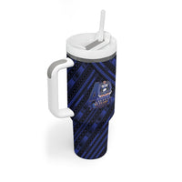 Toa Samoa 40th Anniversary Tumbler With Handle Royal Blue Tribal LT9 - Polynesian Pride