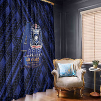 Toa Samoa 40th Anniversary Window Curtain Royal Blue Tribal LT9 - Polynesian Pride