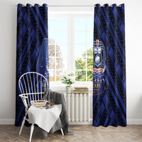 Toa Samoa 40th Anniversary Window Curtain Royal Blue Tribal LT9 - Polynesian Pride