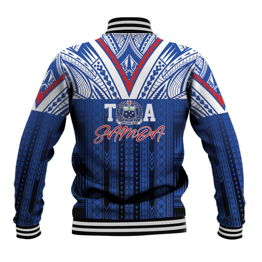 Toa Samoa Siva Tau Baseball Jacket Royal Blue Chevron Geometric Heritage LT9 - Polynesian Pride