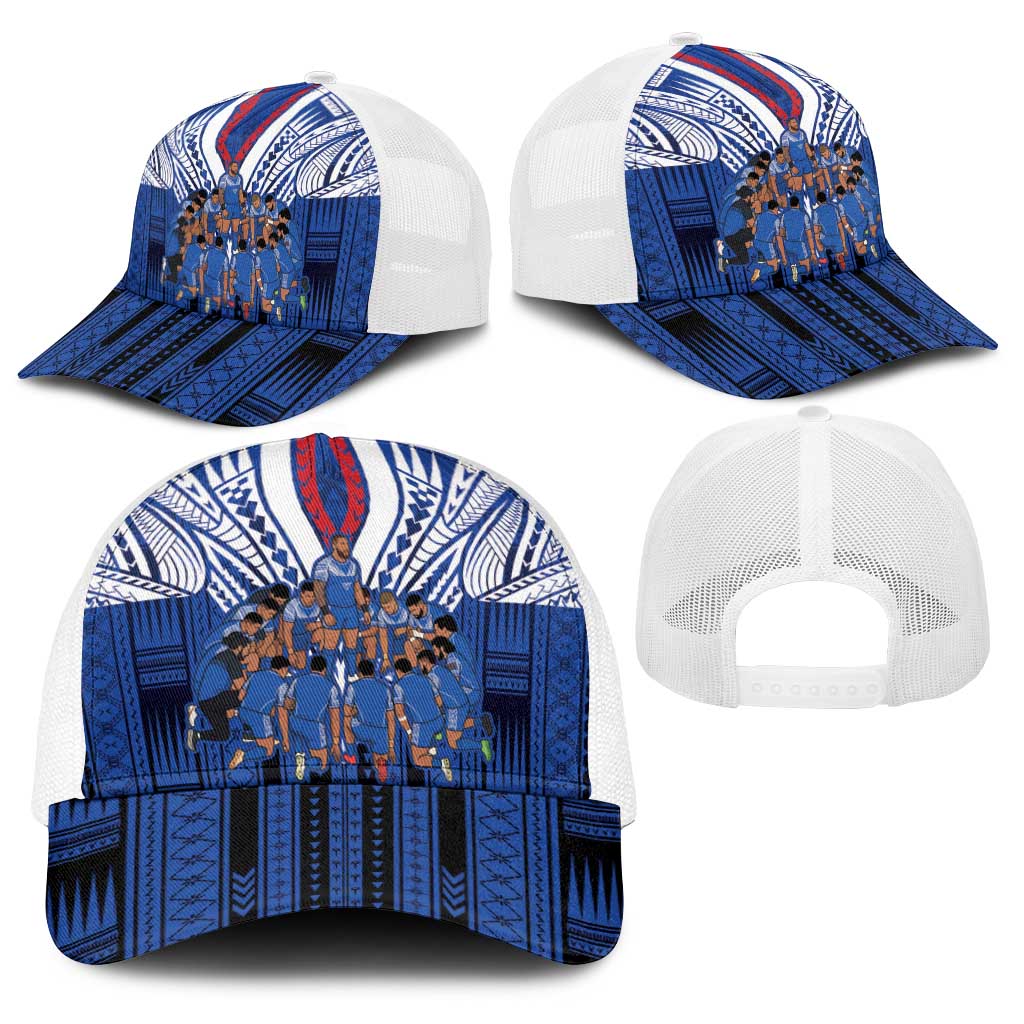 Toa Samoa Siva Tau Baseball Net Cap Royal Blue Chevron Geometric Heritage LT9 - Polynesian Pride