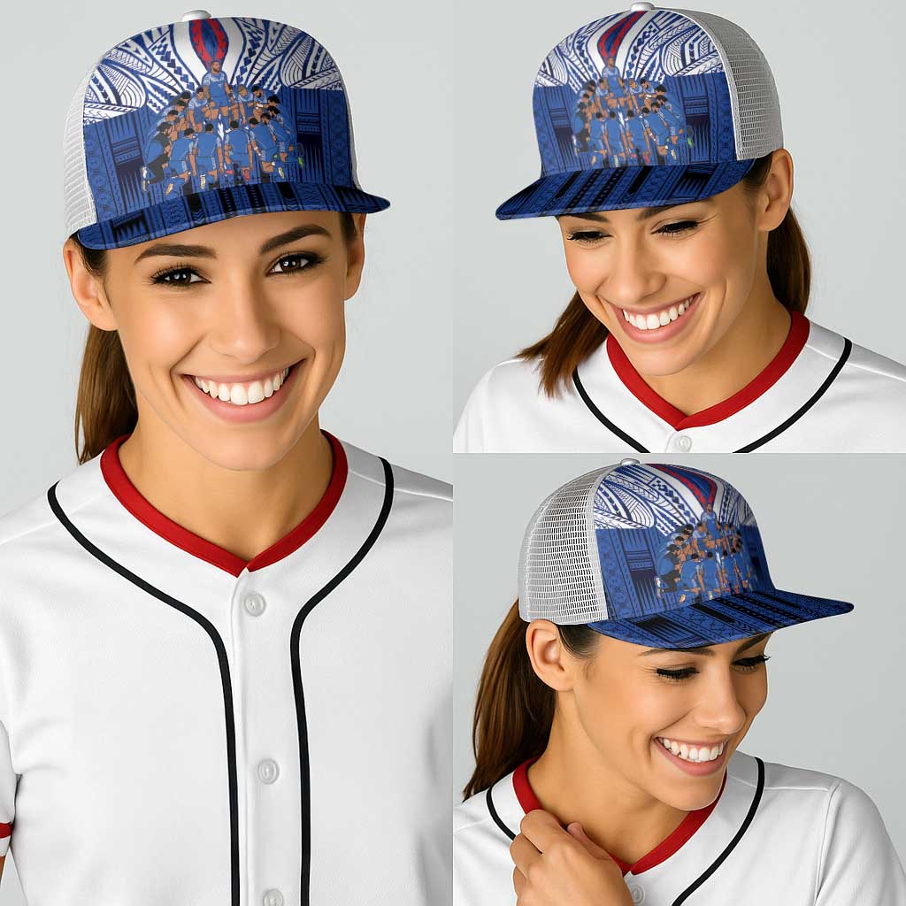 Toa Samoa Siva Tau Baseball Net Cap Royal Blue Chevron Geometric Heritage LT9 - Polynesian Pride