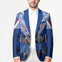 Toa Samoa Siva Tau Blazer Royal Blue Chevron Geometric Heritage LT9 - Polynesian Pride
