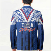 Toa Samoa Siva Tau Blazer Royal Blue Chevron Geometric Heritage LT9 - Polynesian Pride