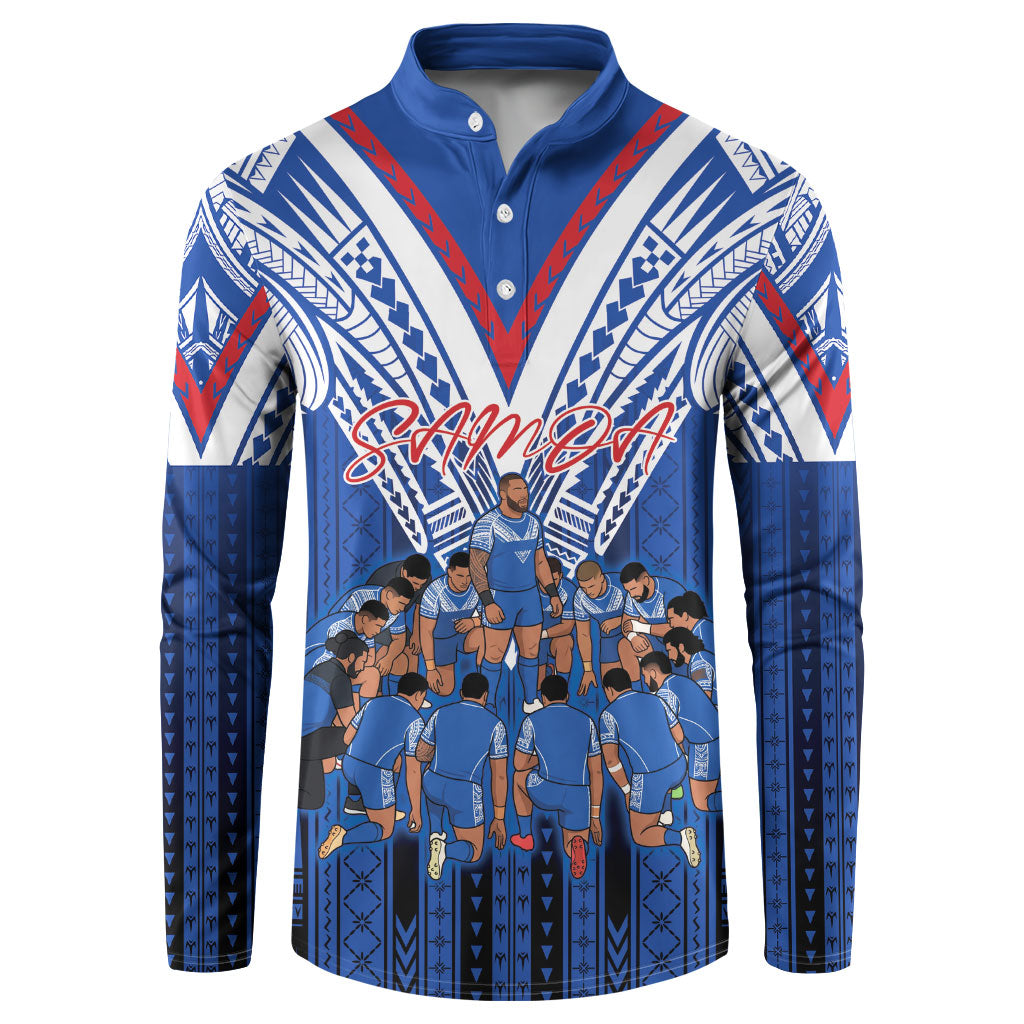 Toa Samoa Siva Tau Button Sweatshirt Royal Blue Chevron Geometric Heritage LT9 Blue - Polynesian Pride