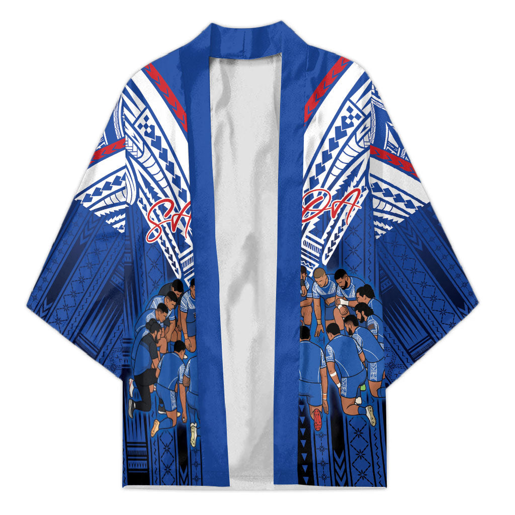 Toa Samoa Siva Tau Kimono Royal Blue Chevron Geometric Heritage LT9 Unisex Blue - Polynesian Pride