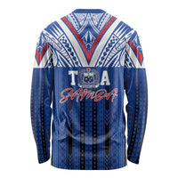 Toa Samoa Siva Tau Long Sleeve Shirt Royal Blue Chevron Geometric Heritage LT9 - Polynesian Pride