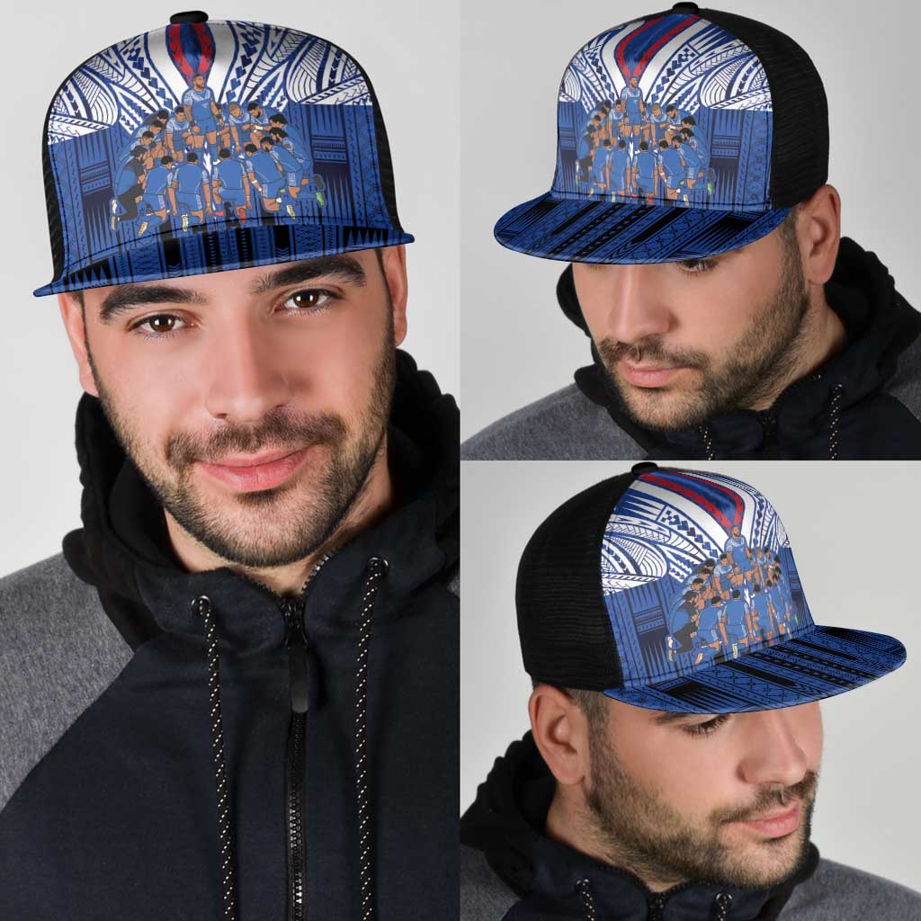 Toa Samoa Siva Tau Mesh Trucker Cap Royal Blue Chevron Geometric Heritage LT9 - Polynesian Pride
