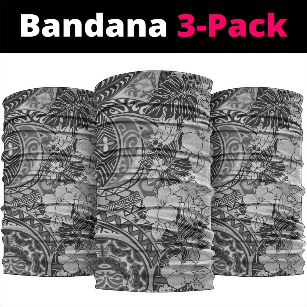 Polynesia Neck Gaiter Hibiscus Hawaiian Tribal Tattoo Retro Gray LT9 package One Size: 25*50cm Gray - Polynesian Pride