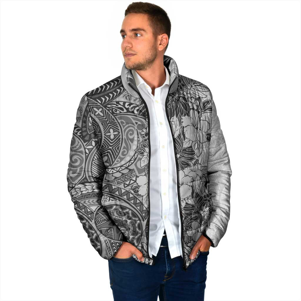 Polynesia Padded Jacket Hibiscus Hawaiian Tribal Tattoo Retro Gray LT9 - Polynesian Pride
