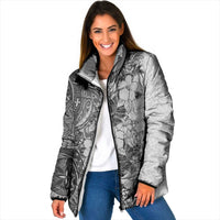 Polynesia Padded Jacket Hibiscus Hawaiian Tribal Tattoo Retro Gray LT9 Women Gray - Polynesian Pride