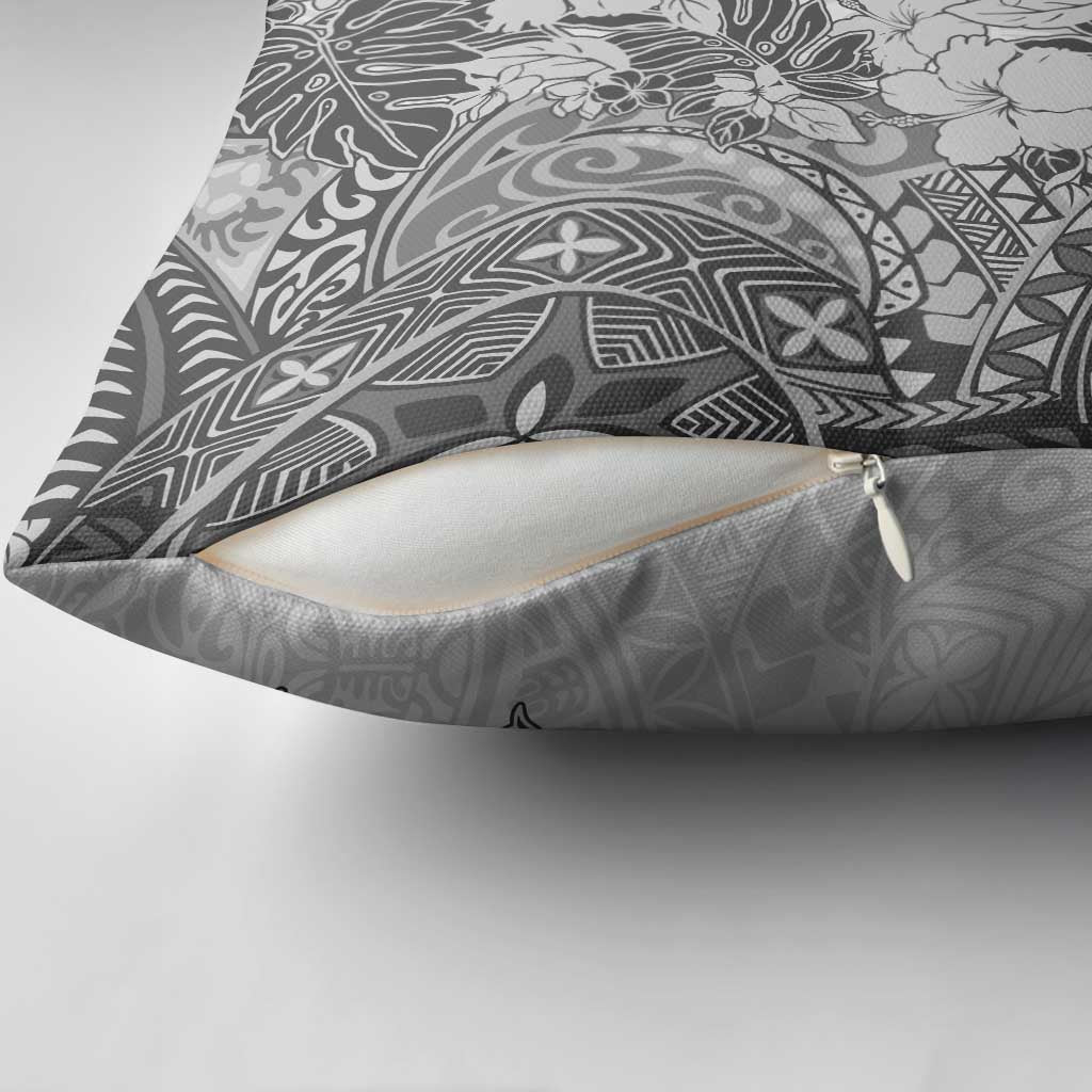 Polynesia Pillow Cover Hibiscus Hawaiian Tribal Tattoo Retro Gray LT9 - Polynesian Pride