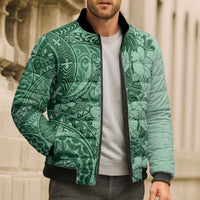 Polynesia Bomber Puffer Jacket Hibiscus Hawaiian Tribal Tattoo Retro Green LT9 - Polynesian Pride
