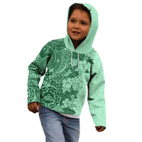Polynesia Kid Hoodie Hibiscus and Hawaiian Tribal Tattoo Retro Style Green Color LT9 - Polynesian Pride