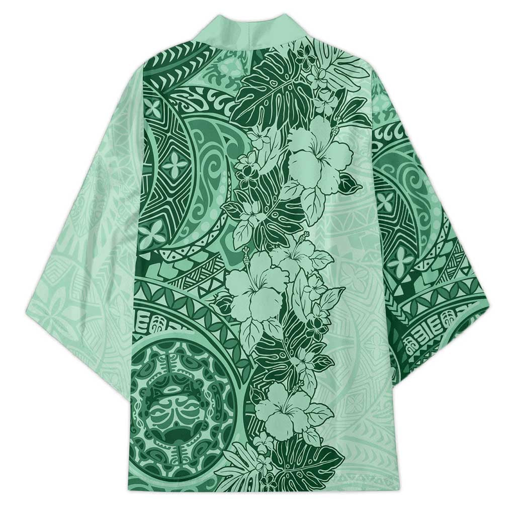 Polynesia Kimono Hibiscus Hawaiian Tribal Tattoo Retro Green LT9 - Polynesian Pride