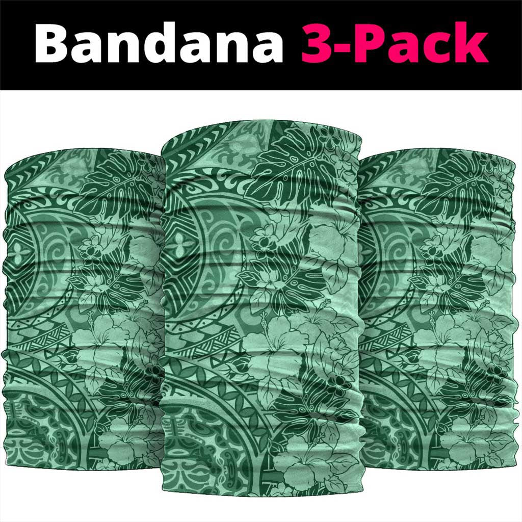 Polynesia Neck Gaiter Hibiscus Hawaiian Tribal Tattoo Retro Green LT9 package One Size: 25*50cm Green - Polynesian Pride