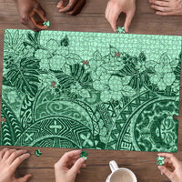 Polynesia Puzzle Hibiscus Hawaiian Tribal Tattoo Retro Green LT9 - Polynesian Pride