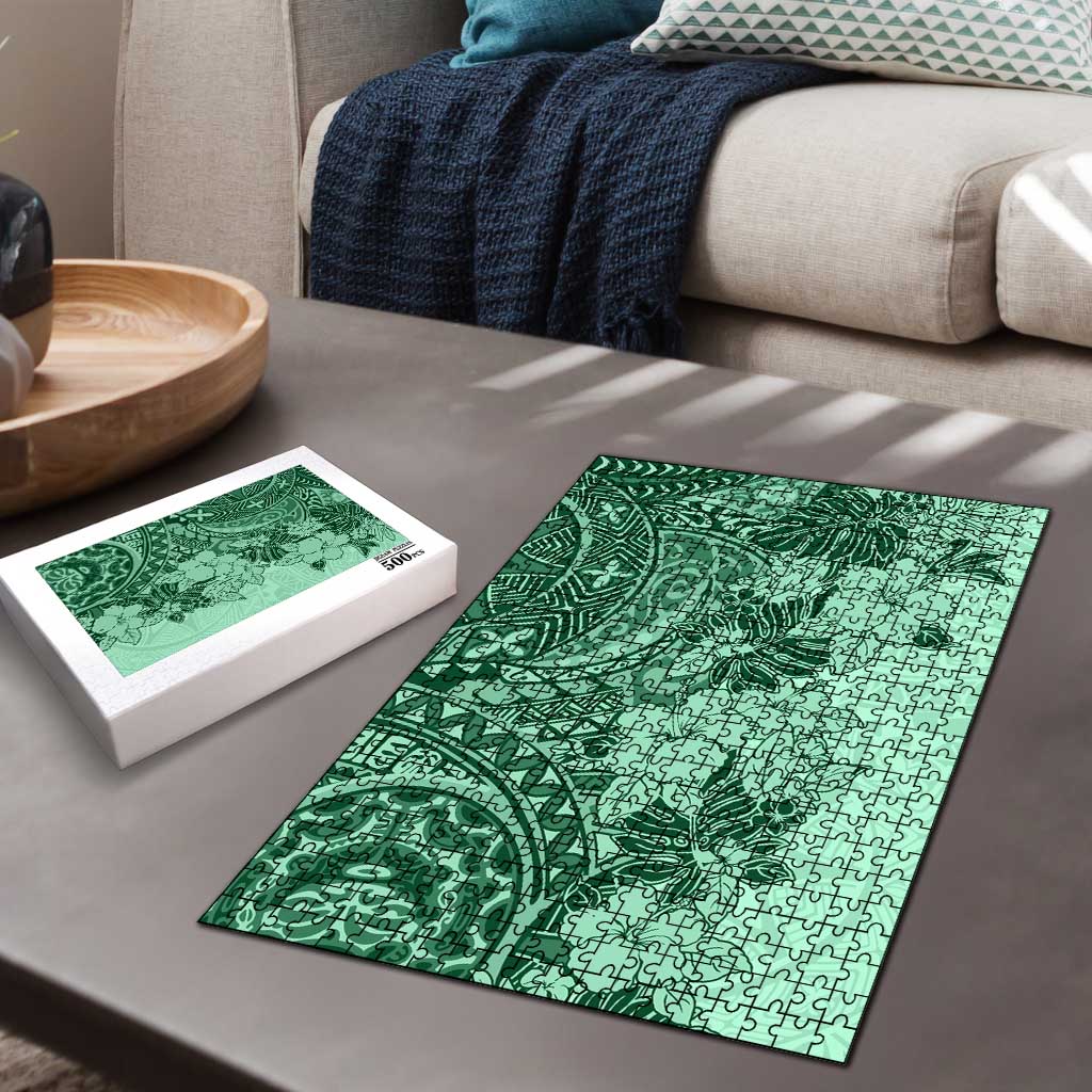 Polynesia Puzzle Hibiscus Hawaiian Tribal Tattoo Retro Green LT9 - Polynesian Pride