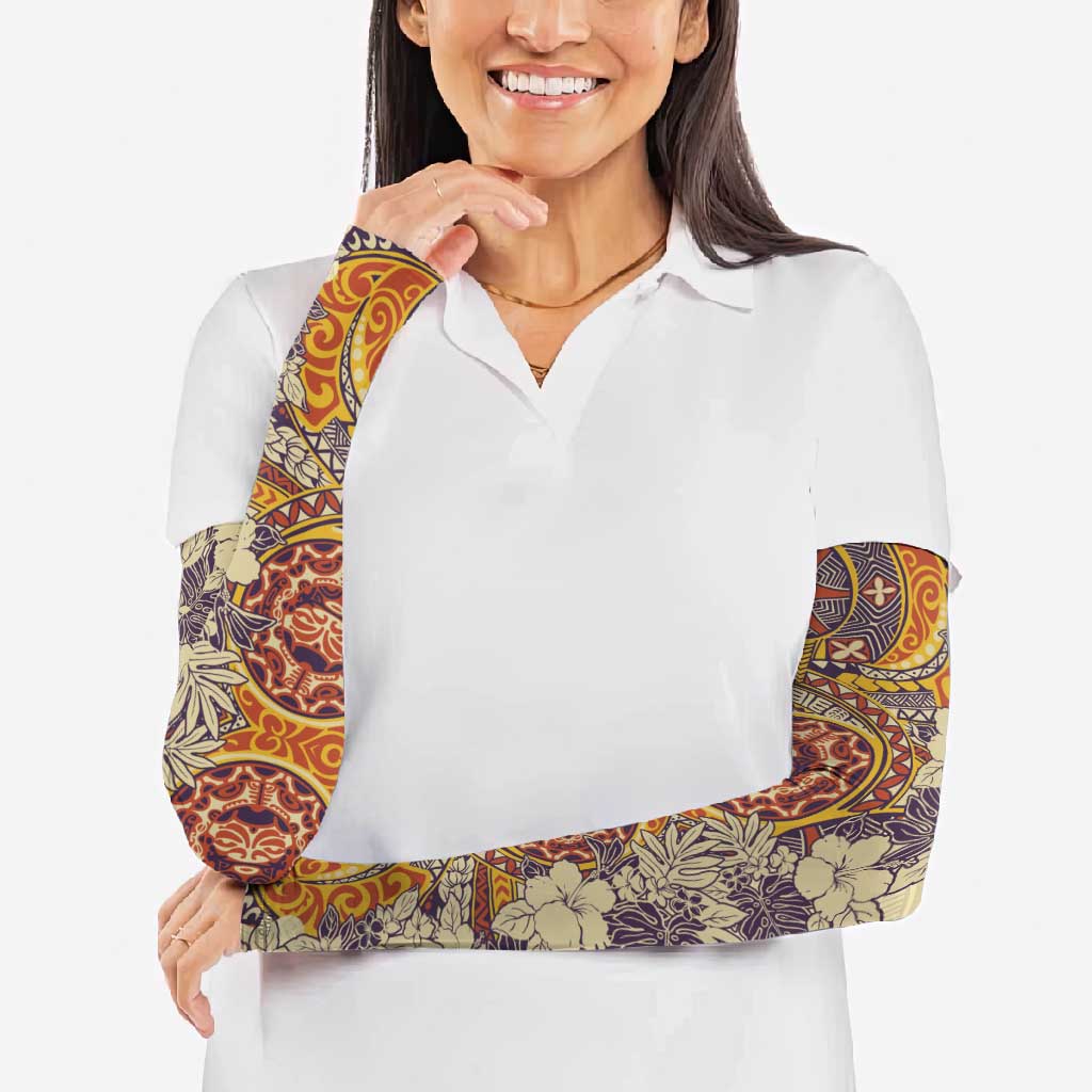Polynesia Arm Sleeves Hibiscus Hawaiian Tribal Tattoo Retro Tan - Polynesian Pride