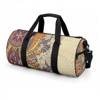 Polynesia Duffle Bag Hibiscus and Hawaiian Tribal Tattoo Retro Style Tan Color LT9 - Polynesian Pride
