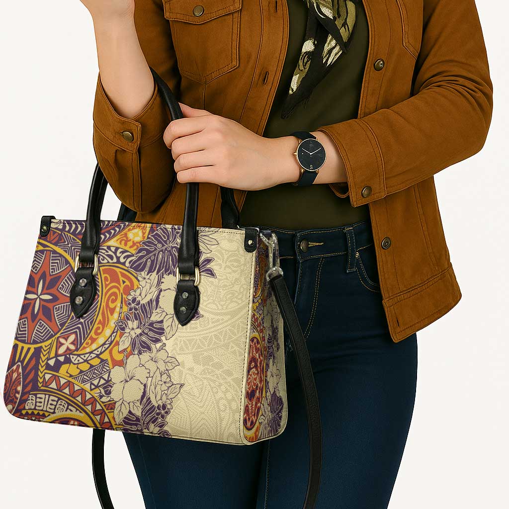 Polynesia Leather Bag Hibiscus Hawaiian Tribal Tattoo Retro Tan - Polynesian Pride