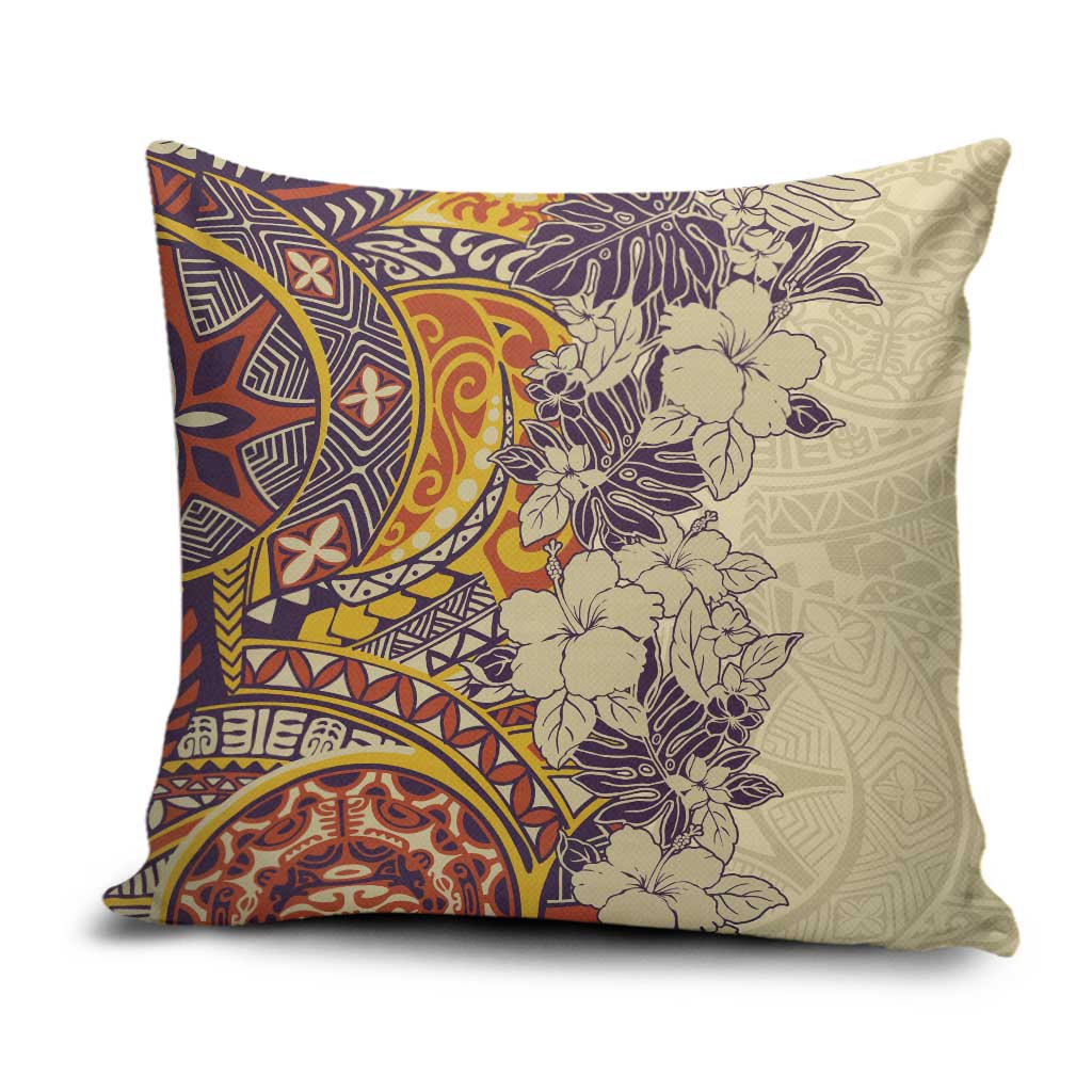 Polynesia Pillow Cover Hibiscus Hawaiian Tribal Tattoo Retro Tan LT9 Tan - Polynesian Pride