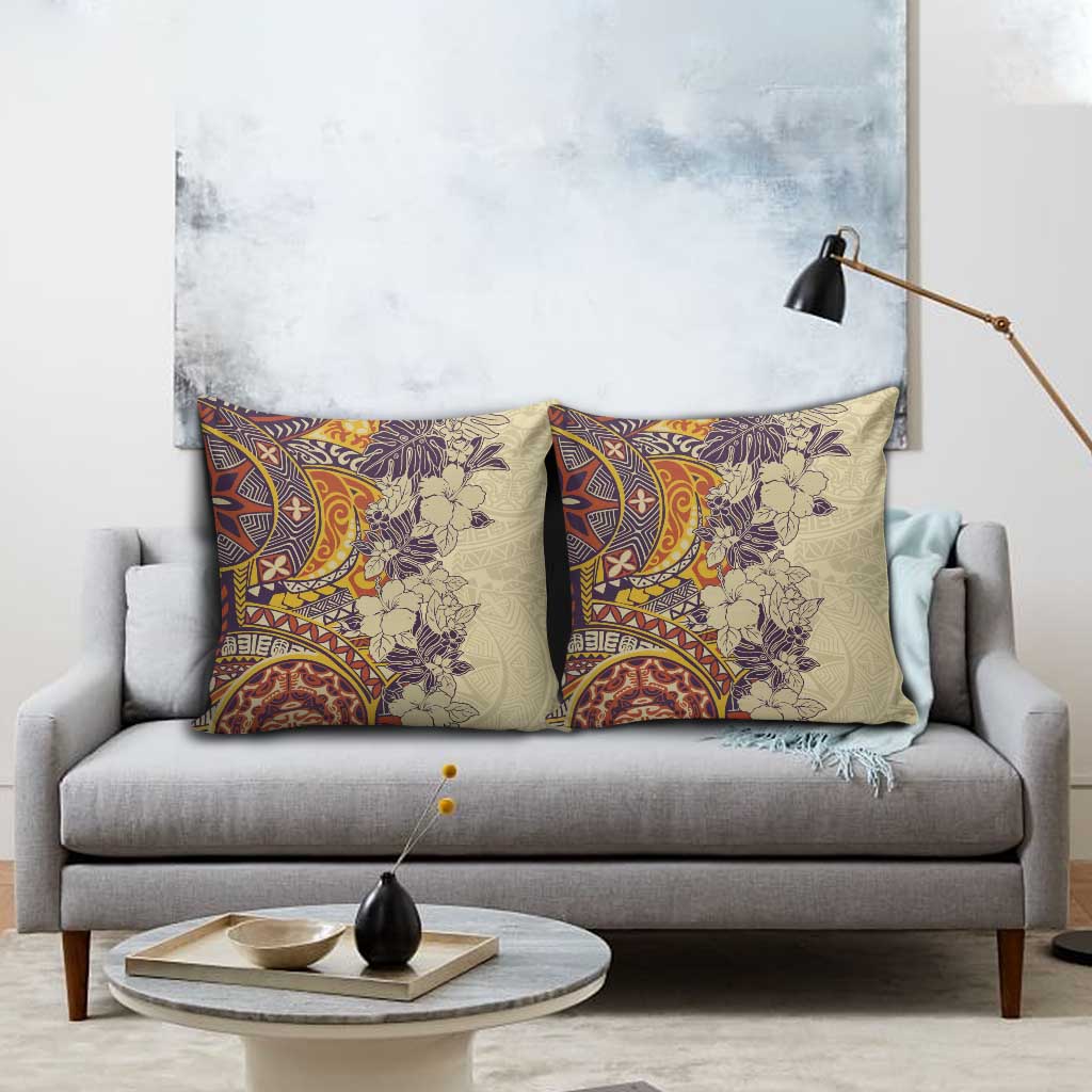 Polynesia Pillow Cover Hibiscus Hawaiian Tribal Tattoo Retro Tan LT9 - Polynesian Pride
