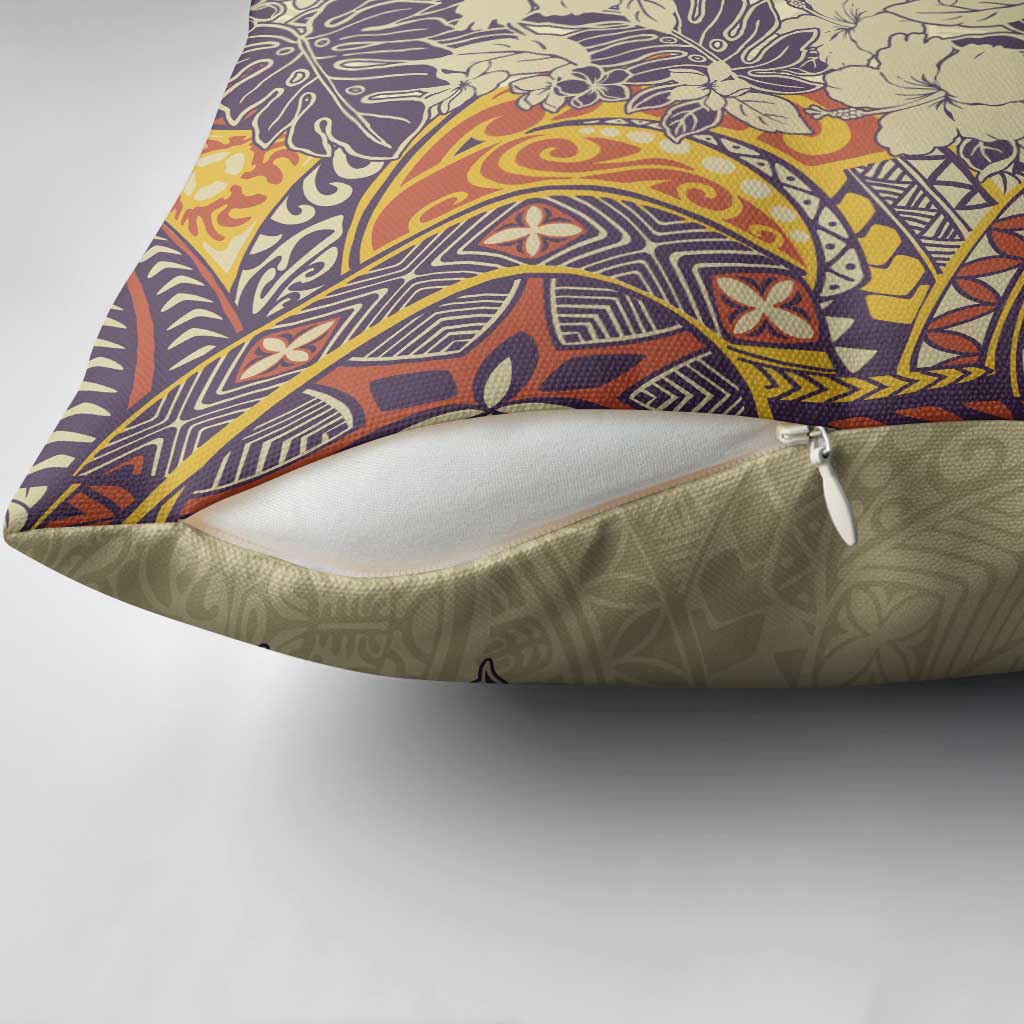Polynesia Pillow Cover Hibiscus Hawaiian Tribal Tattoo Retro Tan LT9 - Polynesian Pride