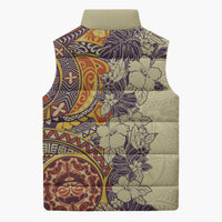 Polynesia Sleeveless Puffer Jacket Hibiscus Hawaiian Tribal Tattoo Retro Tan LT9 - Polynesian Pride