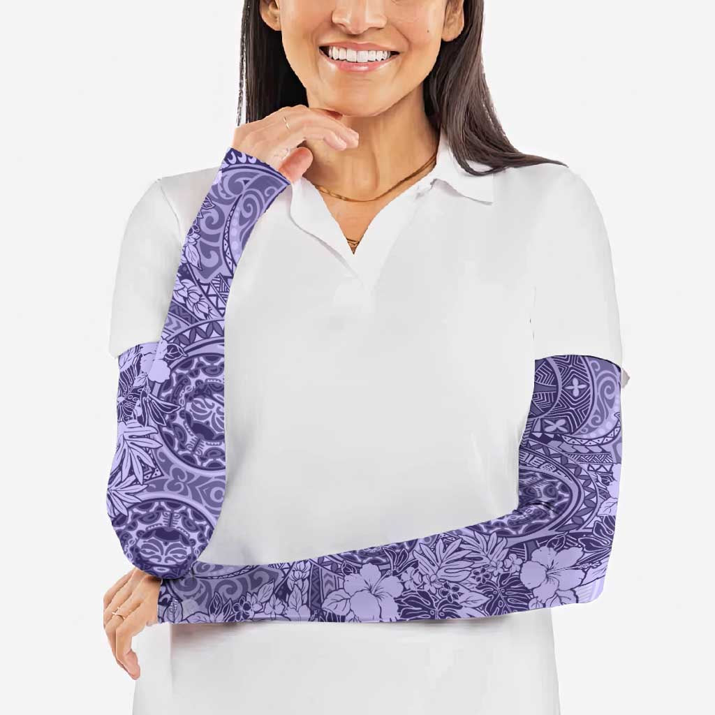 Polynesia Arm Sleeves Hibiscus Hawaiian Tribal Tattoo Retro Violet - Polynesian Pride