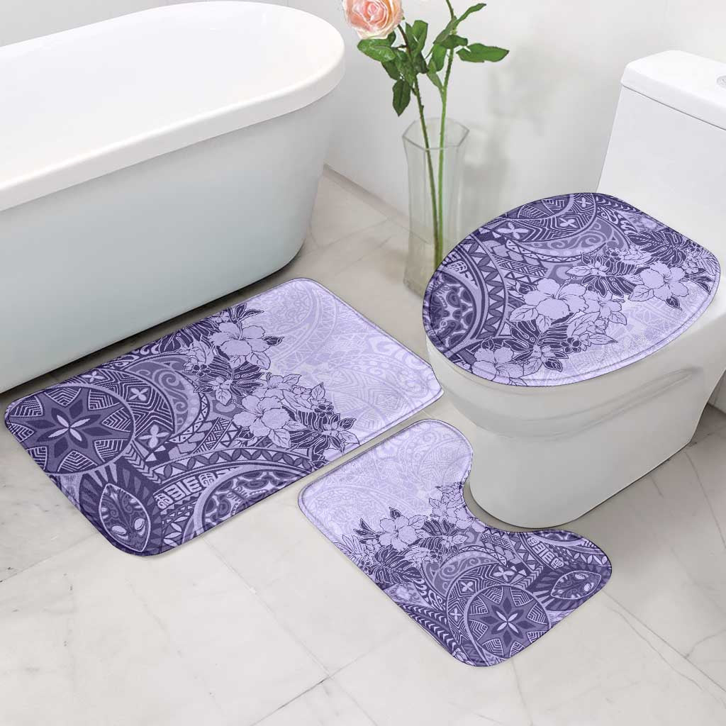 Polynesia Bathroom Set Hibiscus Hawaiian Tribal Tattoo Retro Violet - Polynesian Pride