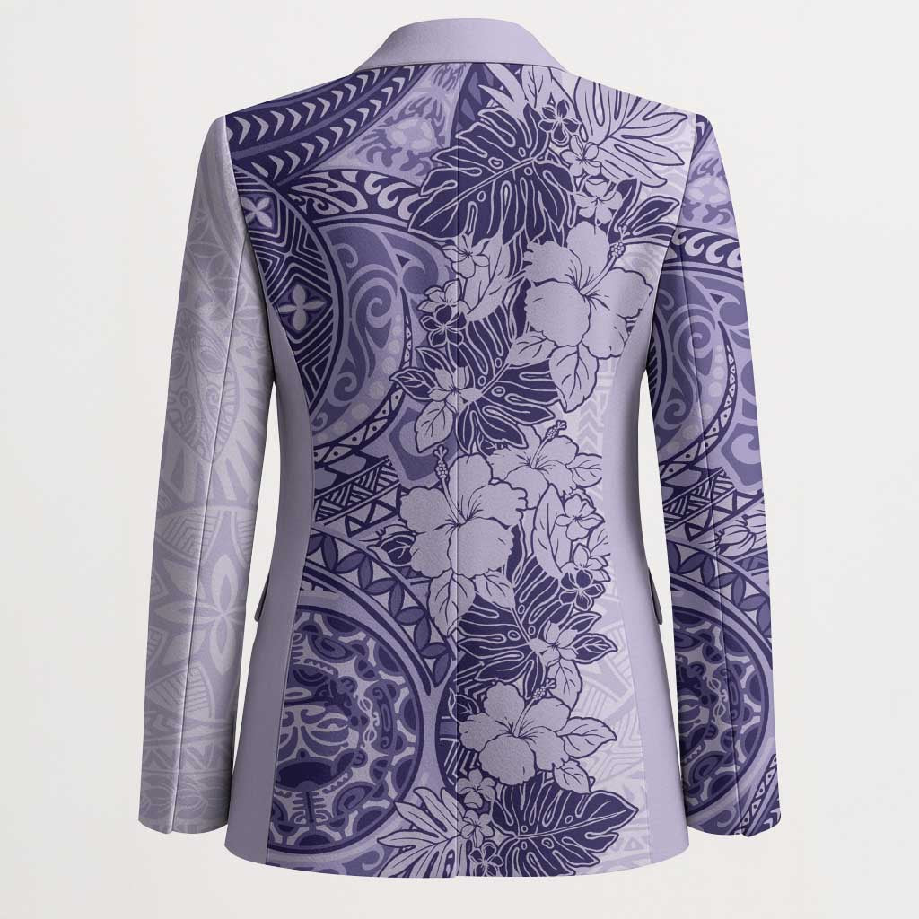 Polynesia Blazer Hibiscus Hawaiian Tribal Tattoo Retro Violet - Polynesian Pride