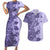 Polynesia Couples Matching Short Sleeve Bodycon Dress and Hawaiian Shirt Hibiscus and Hawaiian Tribal Tattoo Retro Style Violet Color LT9 Violet - Polynesian Pride