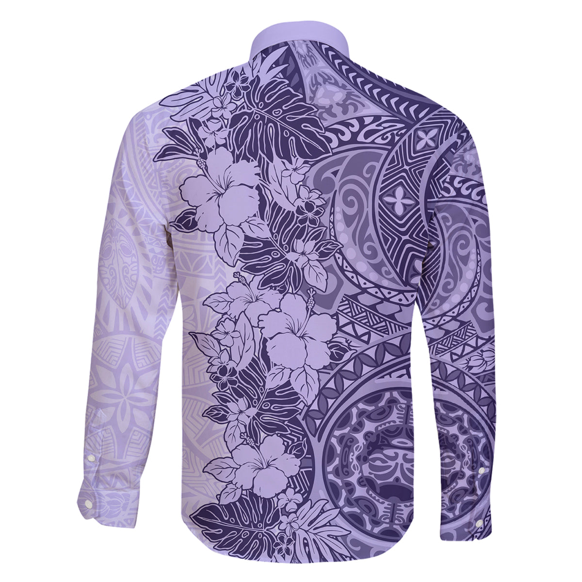 Polynesia Family Matching Tank Maxi Dress and Hawaiian Shirt Hibiscus and Hawaiian Tribal Tattoo Retro Style Violet Color LT9 - Polynesian Pride