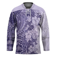 Polynesia Hockey Jersey Hibiscus Hawaiian Tribal Tattoo Retro Violet - Polynesian Pride