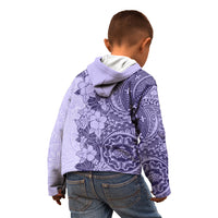 Polynesia Kid Hoodie Hibiscus and Hawaiian Tribal Tattoo Retro Style Violet Color LT9 - Polynesian Pride