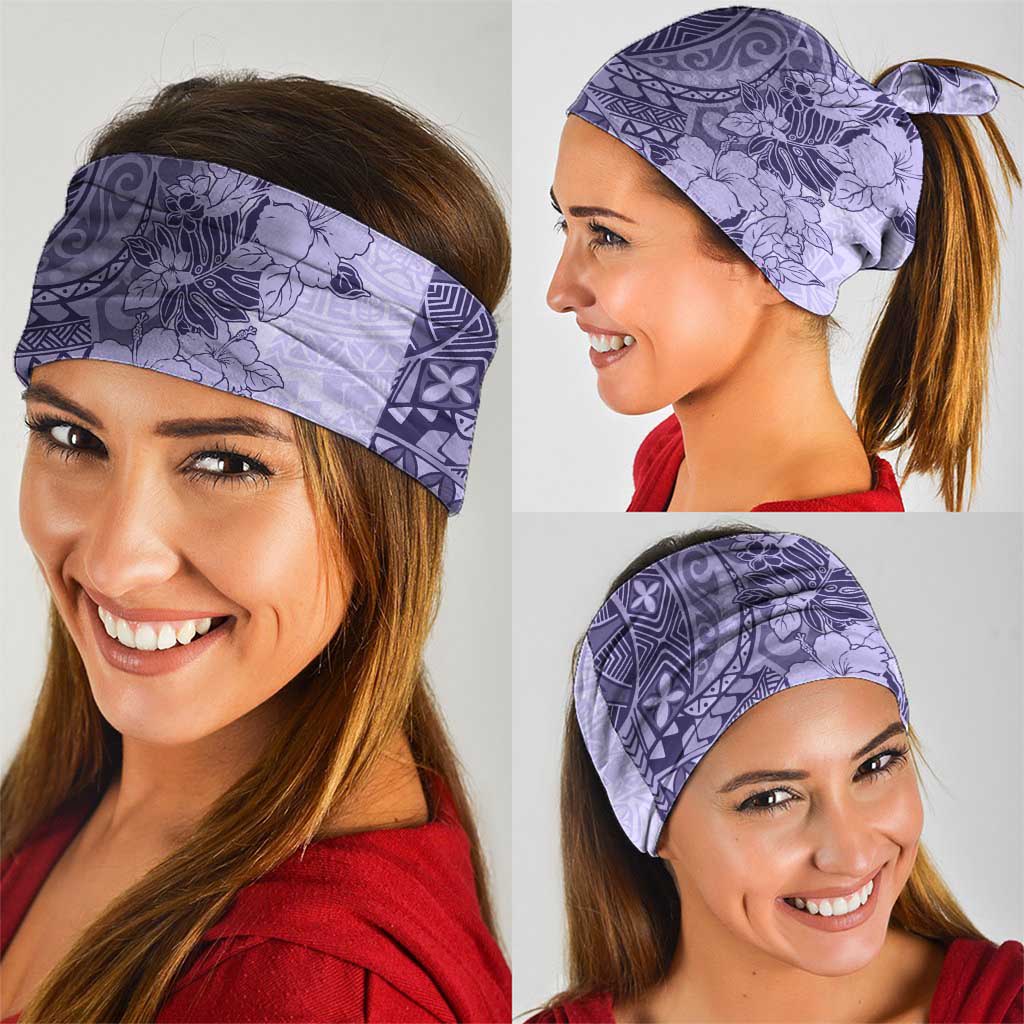 Polynesia Neck Gaiter Hibiscus Hawaiian Tribal Tattoo Retro Violet - Polynesian Pride
