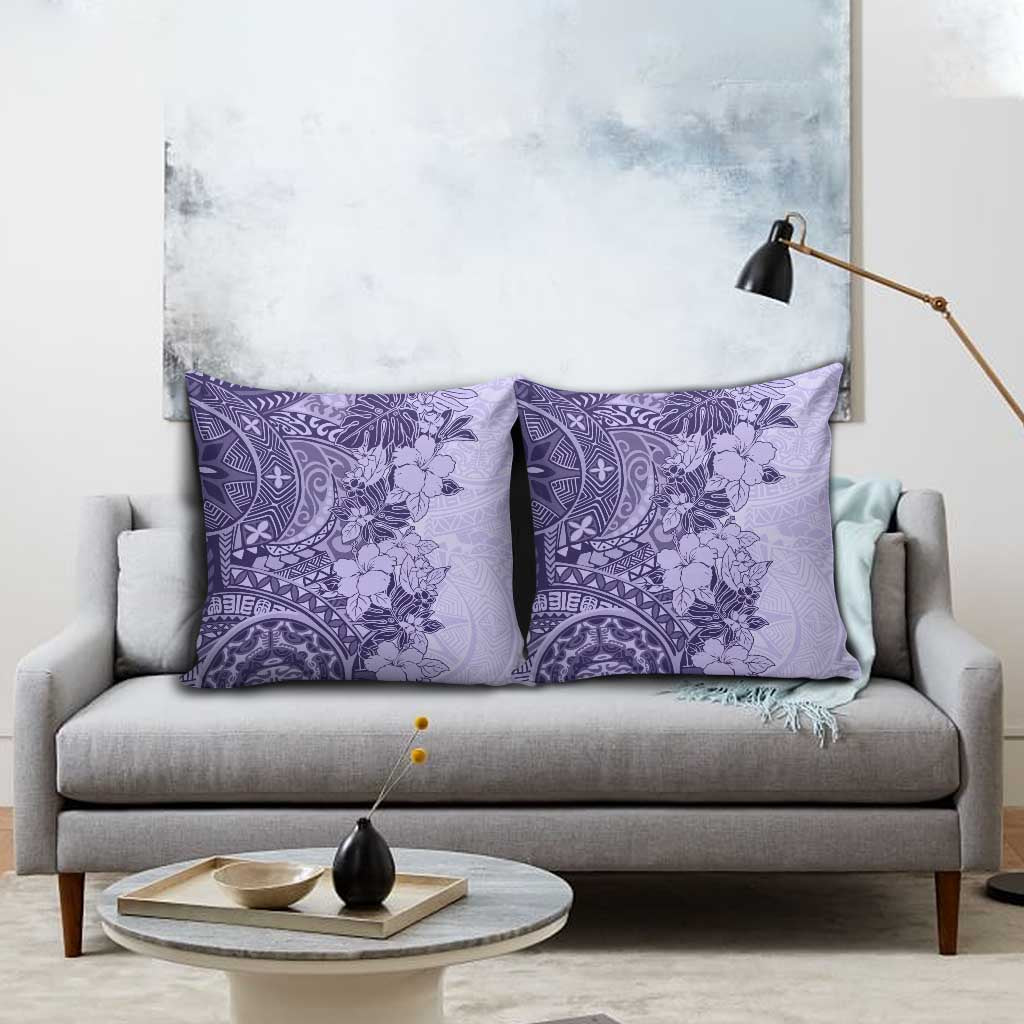 Polynesia Pillow Cover Hibiscus Hawaiian Tribal Tattoo Retro Violet LT9 - Polynesian Pride