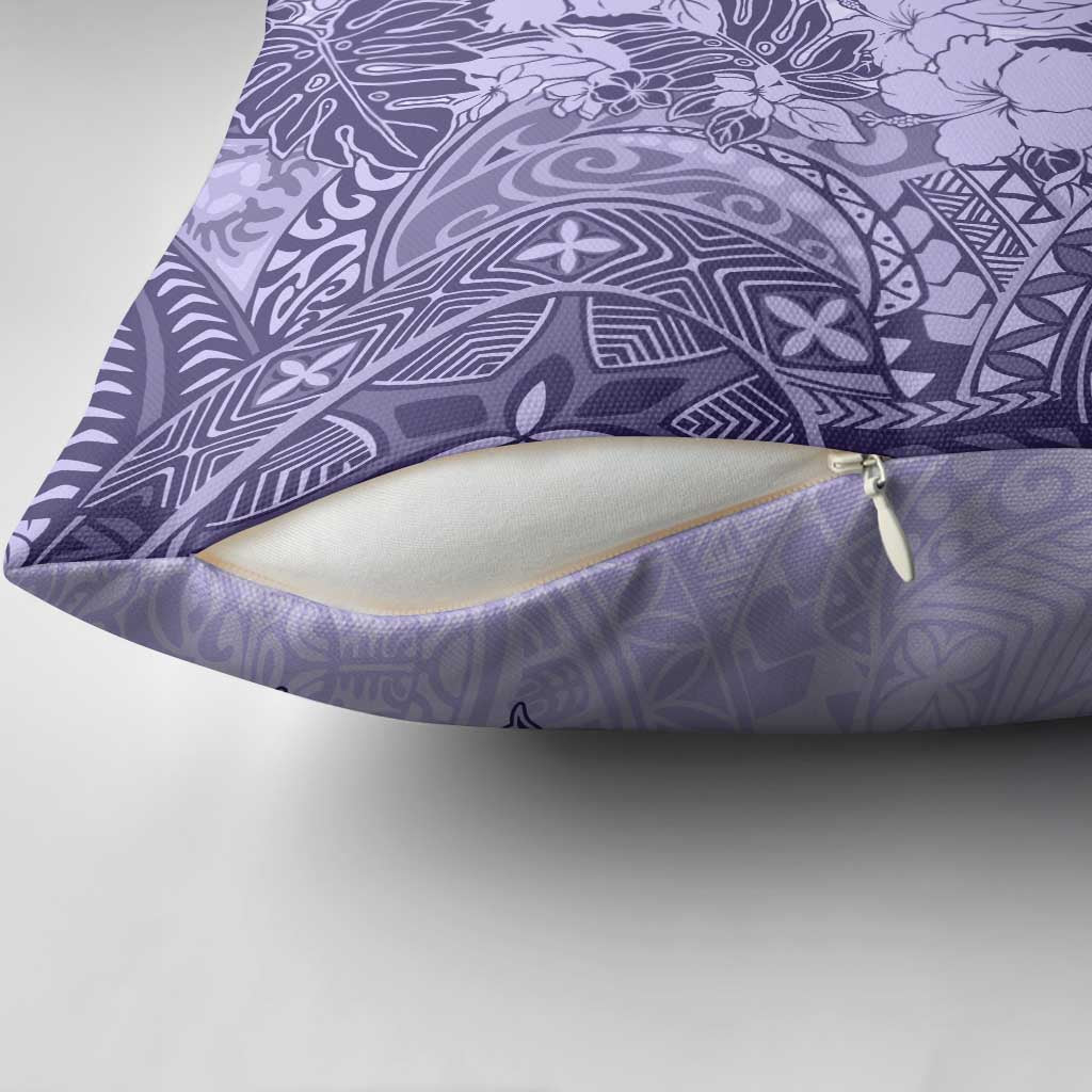 Polynesia Pillow Cover Hibiscus Hawaiian Tribal Tattoo Retro Violet LT9 - Polynesian Pride