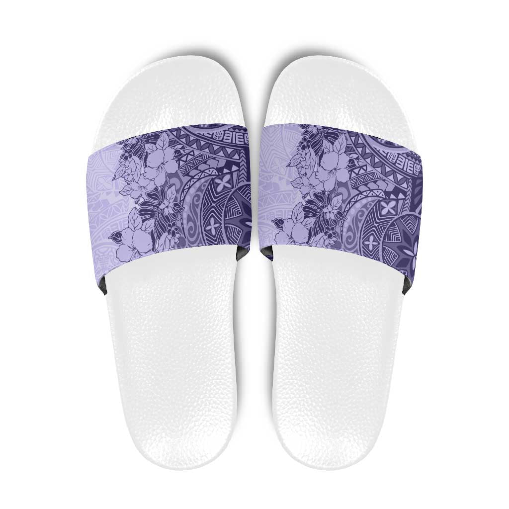 Polynesia Slide Sandals Hibiscus Hawaiian Tribal Tattoo Retro Violet LT9 Violet - Polynesian Pride
