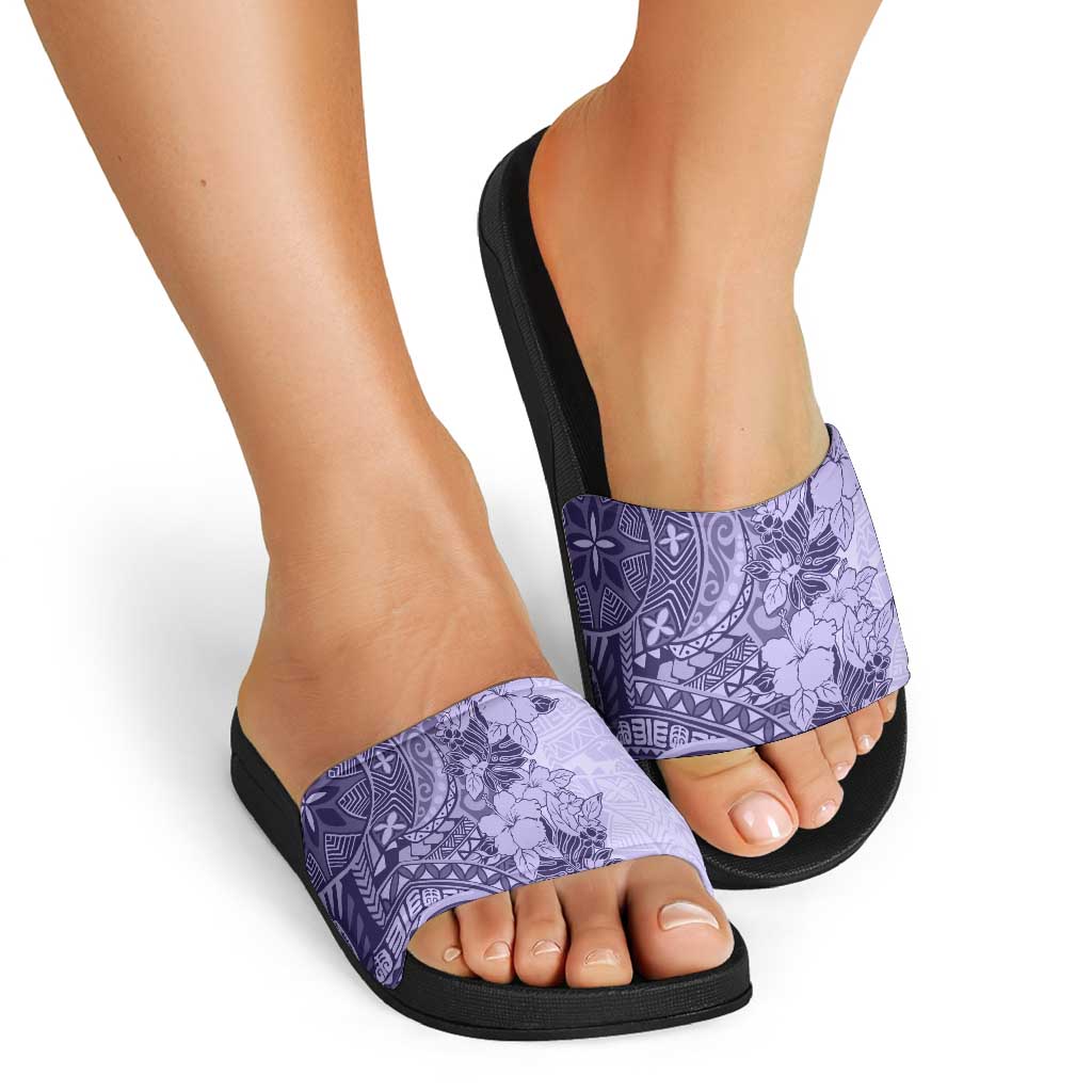 Polynesia Slide Sandals Hibiscus Hawaiian Tribal Tattoo Retro Violet LT9 - Polynesian Pride