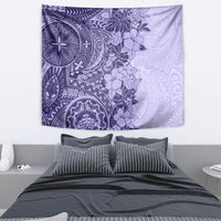 Polynesia Tapestry Hibiscus and Hawaiian Tribal Tattoo Retro Style Violet Color LT9 - Polynesian Pride