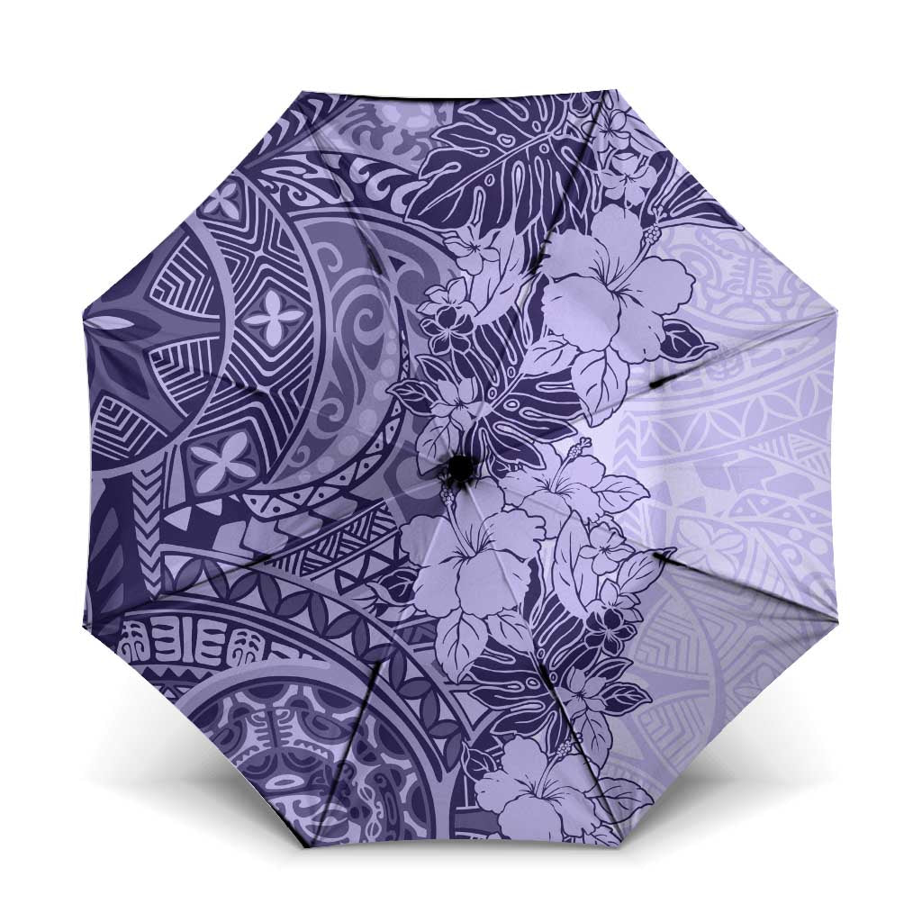 Polynesia Umbrella Hibiscus Hawaiian Tribal Tattoo Retro Violet - Polynesian Pride