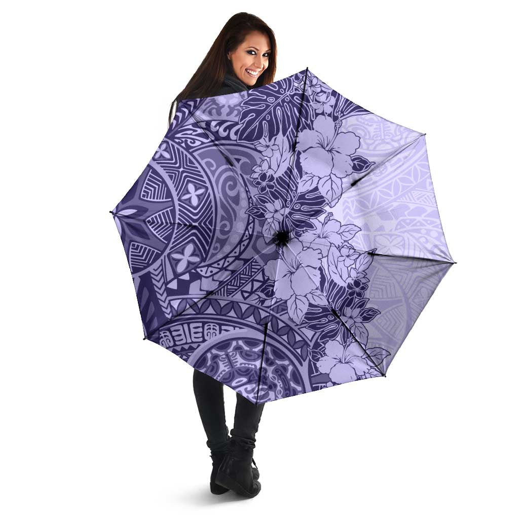 Polynesia Umbrella Hibiscus Hawaiian Tribal Tattoo Retro Violet - Polynesian Pride