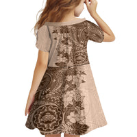 Polynesia Family Matching Long Sleeve Bodycon Dress and Hawaiian Shirt Hibiscus and Hawaiian Tribal Tattoo Retro Style Pink Pastel LT9 - Polynesian Pride