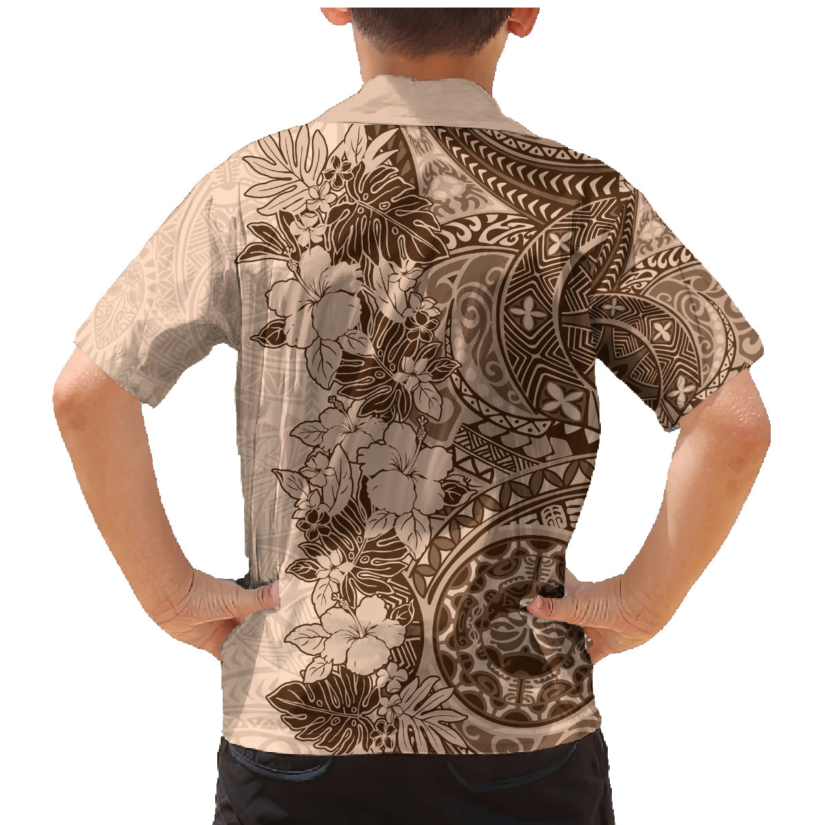 Polynesia Family Matching Mermaid Dress and Hawaiian Shirt Hibiscus and Hawaiian Tribal Tattoo Retro Style Pink Pastel LT9 - Polynesian Pride