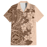 Polynesia Family Matching Tank Maxi Dress and Hawaiian Shirt Hibiscus and Hawaiian Tribal Tattoo Retro Style Pink Pastel LT9 Dad's Shirt - Short Sleeve Pink Pastel - Polynesian Pride