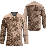 Polynesia Hockey Jersey Hibiscus Hawaiian Tribal Tattoo Retro Pink Pastel - Polynesian Pride