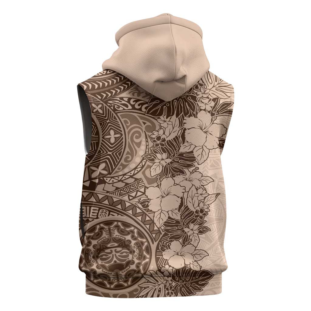 Polynesia Sleeveless Hoodie Hibiscus Hawaiian Tribal Tattoo Retro Pink Pastel - Polynesian Pride